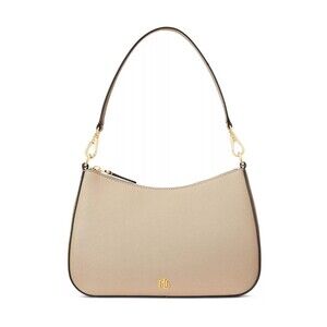 NWOT Ralph Lauren Danni 26 Crosshatch Leather Medium Shoulder Bag Birch Tan $225